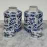 Pair Chinese Blue and White Porcelain Lidded Tea Jars