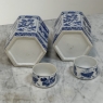Pair Chinese Blue and White Porcelain Lidded Tea Jars
