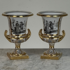 Pair Antique Ritzenhoff & Breker Neoclassical Porcelain Mantel Vases