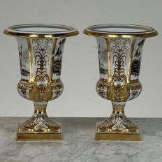 Pair Antique Ritzenhoff & Breker Neoclassical Porcelain Mantel Vases