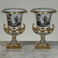 Pair Antique Ritzenhoff & Breker Neoclassical Porcelain Mantel Vases