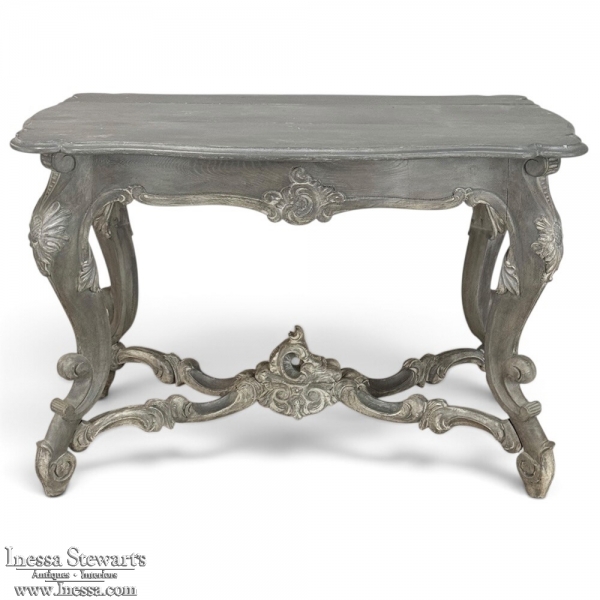 19th Century French R&eacute;gence Hand-Carved & Painted Center Table