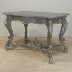 19th Century French Régence Hand-Carved & Painted Center Table