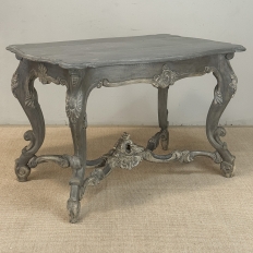 19th Century French Régence Hand-Carved & Painted Center Table