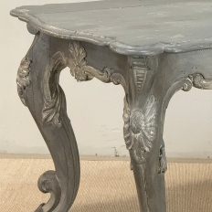 19th Century French Régence Hand-Carved & Painted Center Table