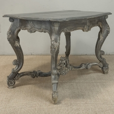 19th Century French Régence Hand-Carved & Painted Center Table