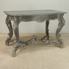 19th Century French Régence Hand-Carved & Painted Center Table