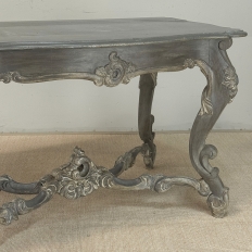 19th Century French Régence Hand-Carved & Painted Center Table