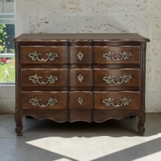 Antique Country French Louis XV Style Solid Oak Commode