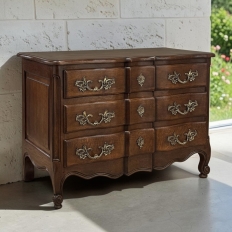 Antique Country French Louis XV Style Solid Oak Commode