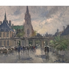 Framed Oil on Canvas by José Salvaggio (1953-) 'Place de la Carrière ~ Nancy'