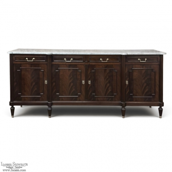 French Louis XVI Mahogany Buffet with Carrara Marble