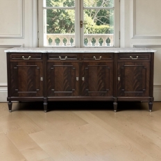 French Louis XVI Mahogany Buffet with Carrara Marble
