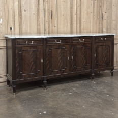 French Louis XVI Mahogany Buffet with Carrara Marble