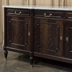 French Louis XVI Mahogany Buffet with Carrara Marble