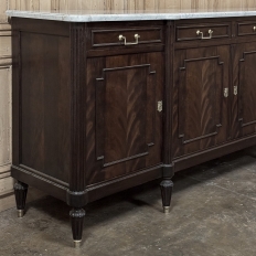 French Louis XVI Mahogany Buffet with Carrara Marble