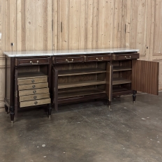 French Louis XVI Mahogany Buffet with Carrara Marble