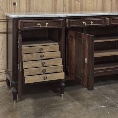 French Louis XVI Mahogany Buffet with Carrara Marble