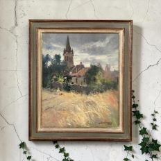 Framed Oil Painting on Canvas by Jose Salvaggio (1953-) 'Village on the Saulx River, Meuse'