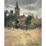 Framed Oil Painting on Canvas by Jose Salvaggio (1953-) 'Village on the Saulx River, Meuse'