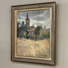 Framed Oil Painting on Canvas by Jose Salvaggio (1953-) 'Village on the Saulx River, Meuse'