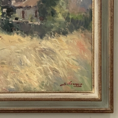 Framed Oil Painting on Canvas by Jose Salvaggio (1953-) 'Village on the Saulx River, Meuse'