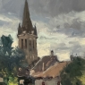 Framed Oil Painting on Canvas by Jose Salvaggio (1953-) 'Village on the Saulx River, Meuse'