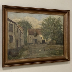 Framed Oil Painting on Canvas Signed Klein 'Country Farmhouse'