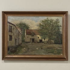 Framed Oil Painting on Canvas Signed Klein 'Country Farmhouse'