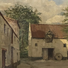 Framed Oil Painting on Canvas Signed Klein 'Country Farmhouse'