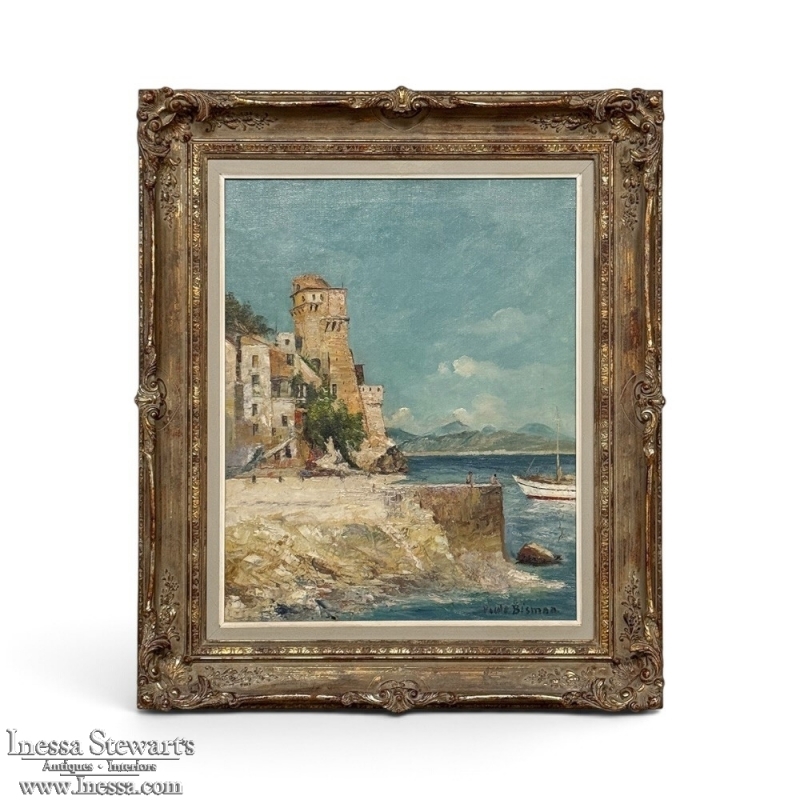 Framed Oil Painting on Canvas by Paule Bisman (1897-1973) 'Adriatic Coastline'