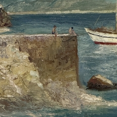 Framed Oil Painting on Canvas by Paule Bisman (1897-1973) 'Adriatic Coastline'