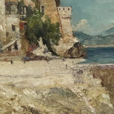 Framed Oil Painting on Canvas by Paule Bisman (1897-1973) 'Adriatic Coastline'