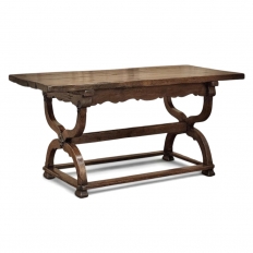 18th Century Spanish Oak Trestle Table ~ Console ~ Library Table
