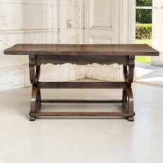 18th Century Spanish Oak Trestle Table ~ Console ~ Library Table