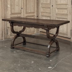 18th Century Spanish Oak Trestle Table ~ Console ~ Library Table