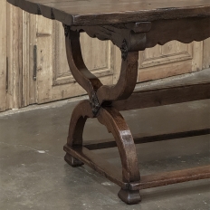 18th Century Spanish Oak Trestle Table ~ Console ~ Library Table
