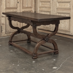 18th Century Spanish Oak Trestle Table ~ Console ~ Library Table