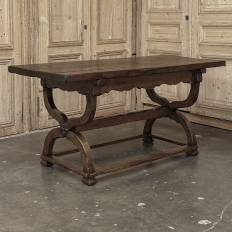 18th Century Spanish Oak Trestle Table ~ Console ~ Library Table
