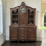 Antique Liegeois Regence Style Two-Tiered Oak Display Buffet with Clock
