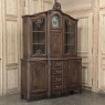 Antique Liegeois Regence Style Two-Tiered Oak Display Buffet with Clock