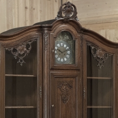 Antique Liegeois Regence Style Two-Tiered Oak Display Buffet with Clock