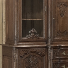 Antique Liegeois Regence Style Two-Tiered Oak Display Buffet with Clock