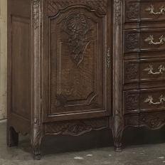 Antique Liegeois Regence Style Two-Tiered Oak Display Buffet with Clock