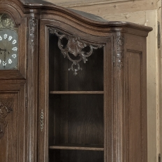Antique Liegeois Regence Style Two-Tiered Oak Display Buffet with Clock