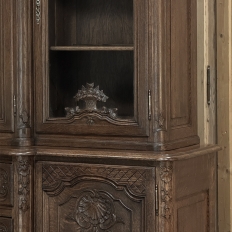 Antique Liegeois Regence Style Two-Tiered Oak Display Buffet with Clock