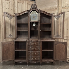 Antique Liegeois Regence Style Two-Tiered Oak Display Buffet with Clock