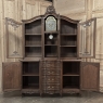 Antique Liegeois Regence Style Two-Tiered Oak Display Buffet with Clock