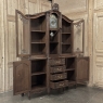 Antique Liegeois Regence Style Two-Tiered Oak Display Buffet with Clock