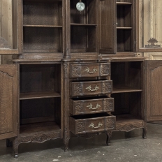 Antique Liegeois Regence Style Two-Tiered Oak Display Buffet with Clock